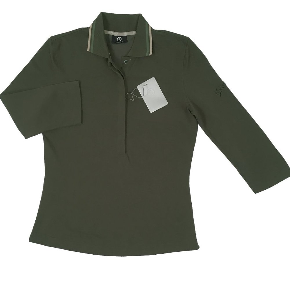 NEW Bogner Pattie Womens Polo Shirt!  Dark Green  3/4 Sleeve  "Bogner" on Sleeve